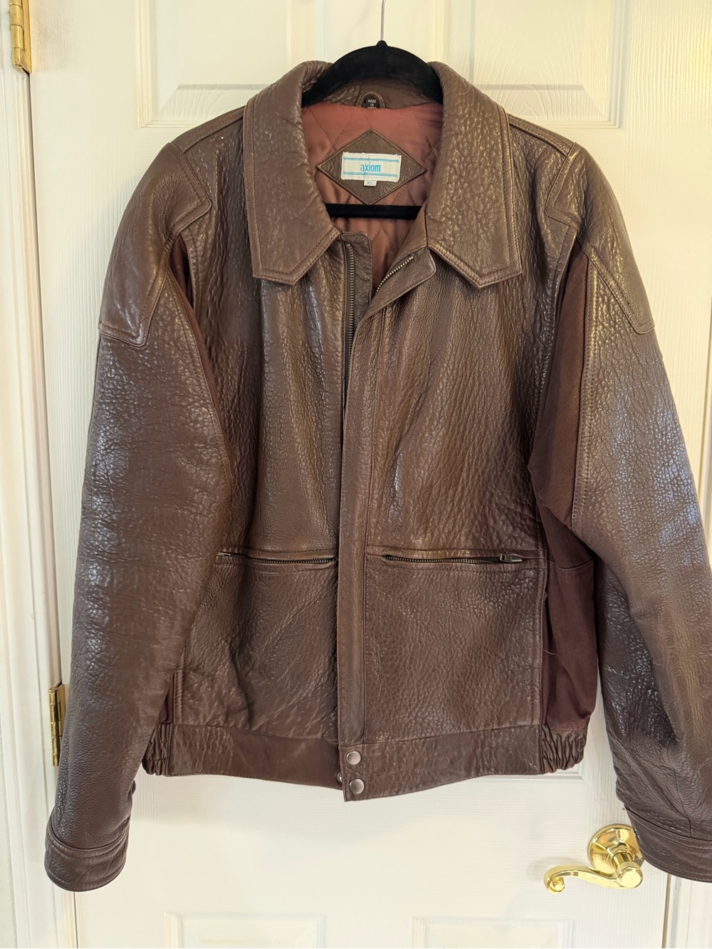 Vintage Classic Brown Leather Bomber Jacket - Men’s